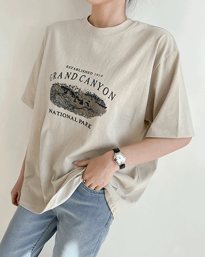 그랜 유넥 반팔 티셔츠(피그먼트가공)