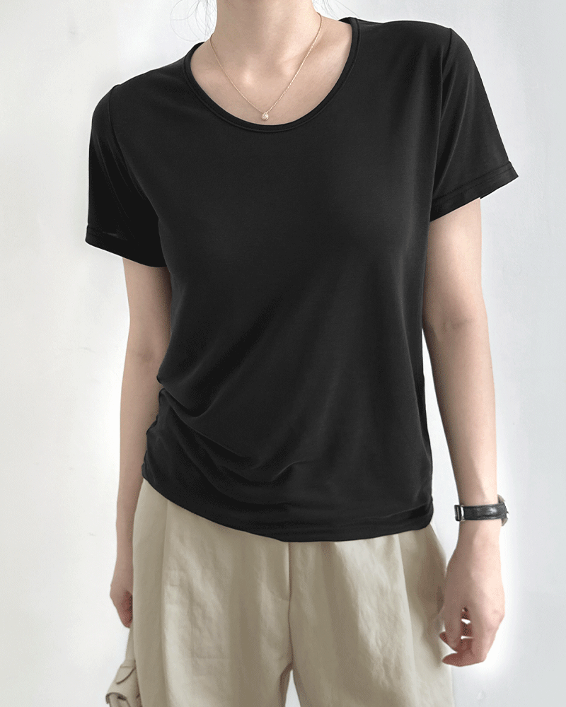 비니 모달 유넥 반소매 티셔츠